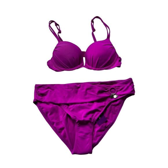 Lascana Women's Purple Two Piece Bikini Set Size 36B & 10 NWT - Picture 1 of 5